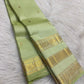 Tender Leaf Green handwoven pure silk Kanchipuram Varisaipet saree with ornamental zari border, image 1.