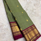 Raspberry wine korvai border pure silk saree – display view