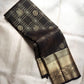 Raven Black Handwoven Pure Silk Kanjeevaram Saree with Zari Kattam and Antique Gold Peacock Border