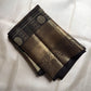 Raven Black Handwoven Pure Silk Kanjeevaram Saree with Zari Kattam and Antique Gold Peacock Border