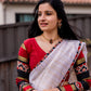 Designer handcrafted silk blouse with zari borders and patchwork textile composition by Idam Living