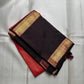 Red and Black Handwoven Pure Silk Kanchi Pattu Saree with Gold Zari Varisaipet Border
