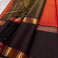 Red and Black Handwoven Pure Silk Kanchi Pattu Saree with Gold Zari Varisaipet Border