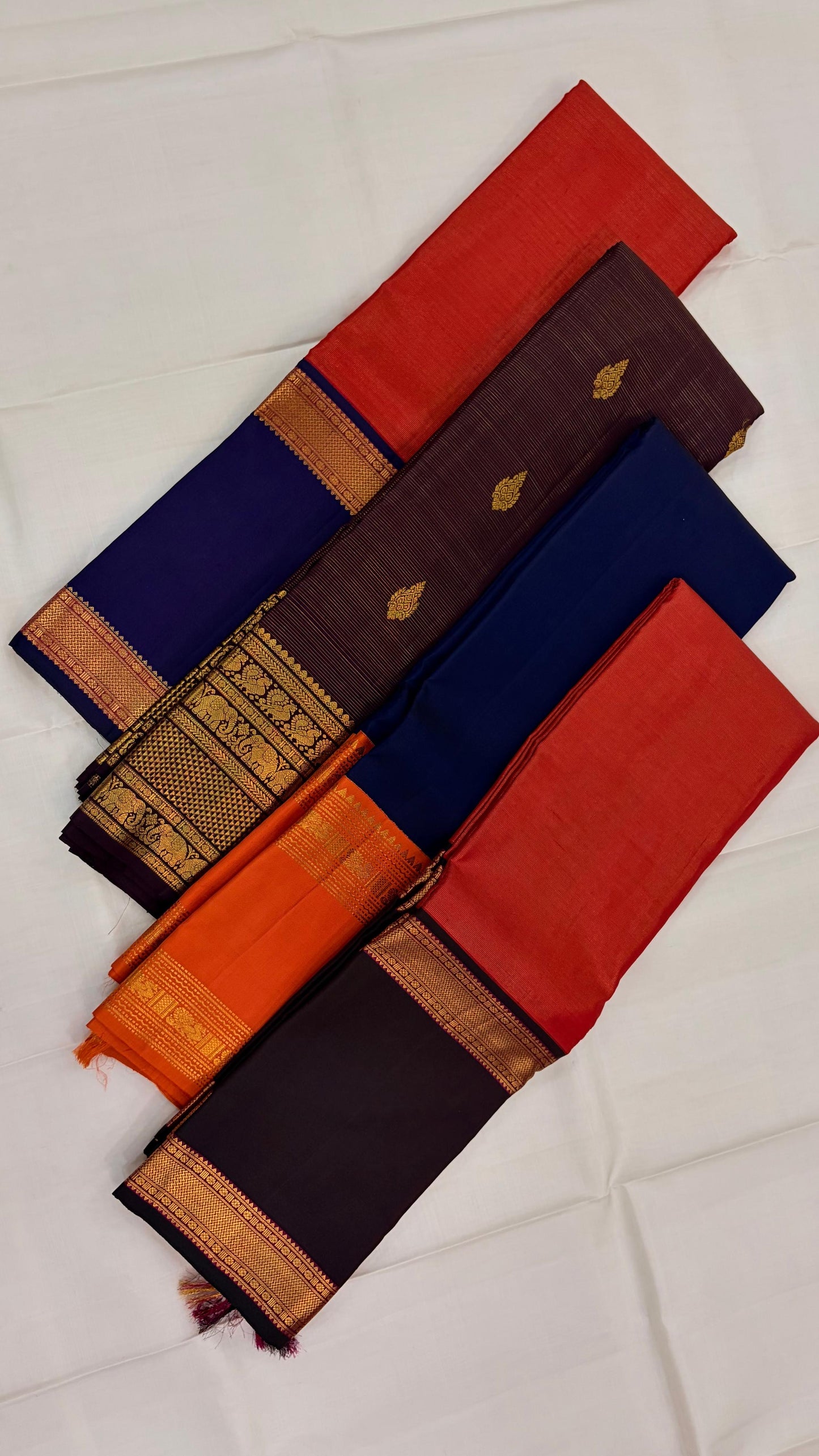Red and Black Handwoven Pure Silk Kanchi Pattu Saree with Gold Zari Varisaipet Border