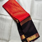 Red and Black Handwoven Pure Silk Kanchi Pattu Saree with Gold Zari Varisaipet Border