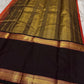 Red and Black Handwoven Pure Silk Kanchi Pattu Saree with Gold Zari Varisaipet Border
