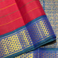 Cherry red and peacock blue Ganga Jamuna Korvai Kanchipuram pure silk saree