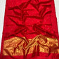 True Red Pure Silk Chanderi Saree with Floral Butta and Traditional Zari