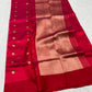 Close-up of petite floral motifs on Pattu Silk Chanderi