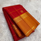 Classic Red pure silk Kanjeevaram saree — checked