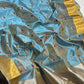 Blue Chanderi saree with pale metallic pallu