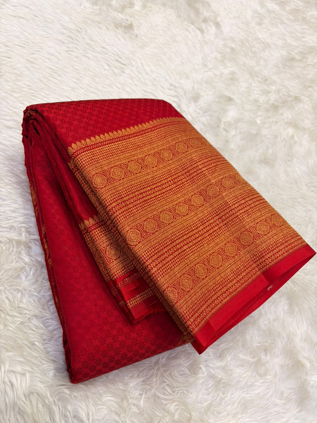 Red Gandaberunda Butta pure silk Kanjeevaram saree with Paimadi Kattam body and ornate gold zari border — full overview, Idam Living