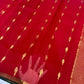 Gold-toned pallu of crimson-red Katan Silk Chanderi saree