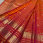 Kanchipuram silk saree in vermilion red with gold border Mayil Butta weave folded view