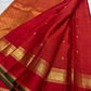 Red and Green Handwoven Pure Silk Kancheepuram Saree with Zari Kattam Grid and Kamalam Butta