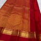 Red and Green Handwoven Pure Silk Kancheepuram Saree with Zari Kattam Grid and Kamalam Butta