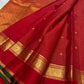 Red and Green Handwoven Pure Silk Kancheepuram Saree with Zari Kattam Grid and Kamalam Butta