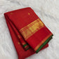 Red and Green Handwoven Pure Silk Kancheepuram Saree with Zari Kattam Grid and Kamalam Butta