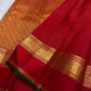 Red and Green Handwoven Pure Silk Kancheepuram Saree with Zari Kattam Grid and Kamalam Butta