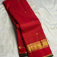 Kumkumam Red Pure Silk Kanchipuram Zari Kattam saree.