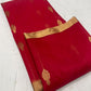 Red Katan Silk Chanderi saree with metallic pallu