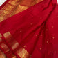 Classic Red Handwoven Pure Silk Kancheepuram Saree with Small Gold Buttas & Petite Zari Elephant Border