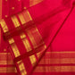 Red handwoven zari kattam saree, close view