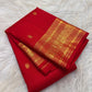 Red Kanchipuram border with Annam Mayil inspired birds and floral rosettes