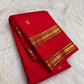 Pillar-Box Red Handwoven Pure Silk Kanchipuram Rettapet Saree with Mayil and Paisley Gold Zari Buttas