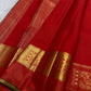 Vermilion Red Handwoven Pure Silk Kanchipuram Saree with Gaja Elephant Border