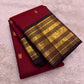 Vermillion red Kanchipuram silk saree with black korvai border detail – Idam Living