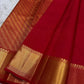 Red Pure Silk Kanjivaram saree showcasing handwoven zari border and elegant silk texture