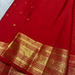 traditional tested zari detail on deep red Kanchipuram silk saree