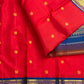 Mayil Chakram zari buttas on Kumkum-red pure silk body
