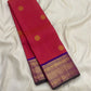 Gold zari coin medallion detail on coral-red shot colour body