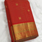 Red and Manthulir Green Handwoven Pure Silk Kanjivaram Saree with Floral Butta and Vairaoosi Weave