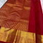 Red handwoven pure silk Kanchi Pattu saree with Mayil Chakram zari motifs — Idam Living
