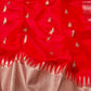 Red Minakari parrot Chanderi silk saree with broad metallic woven border