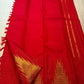 Red minimal Kanchipuram silk saree Ettukol design