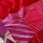 Red Handwoven Pattu Silk Chanderi Saree with Magenta Gold-Striped Pallu