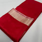 Red Handwoven Pattu Silk Chanderi Saree with Magenta Gold-Striped Pallu
