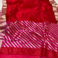 Red Handwoven Pattu Silk Chanderi Saree with Magenta Gold-Striped Pallu