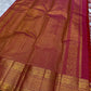 Wide gold zari border and pallu layout of red and pink Kanchipuram silk saree, shipped from New Jersey USA
