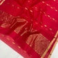 Red Pure Silk Chanderi saree with gold leaf buttas