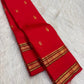 Pillar-Box Red Handwoven Pure Silk Kanchipuram Rettapet Saree with Mayil and Paisley Gold Zari Buttas