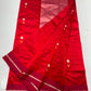 Sweet chilli red and raspberry pink gold zari Chanderi saree, border detail