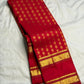 Classic Red Handwoven Pure Silk KanchiPattu Rettapet Saree with Surya Kamalam and Yaanai Gold Zari