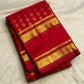 Classic Red Handwoven Pure Silk KanchiPattu Rettapet Saree with Surya Kamalam and Yaanai Gold Zari