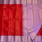 Lavender-purple gold zari border on red Vairaoosi saree