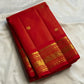 Kumkumam red Vairaoosi Kanjeevaram saree showing the fine zari-lined body